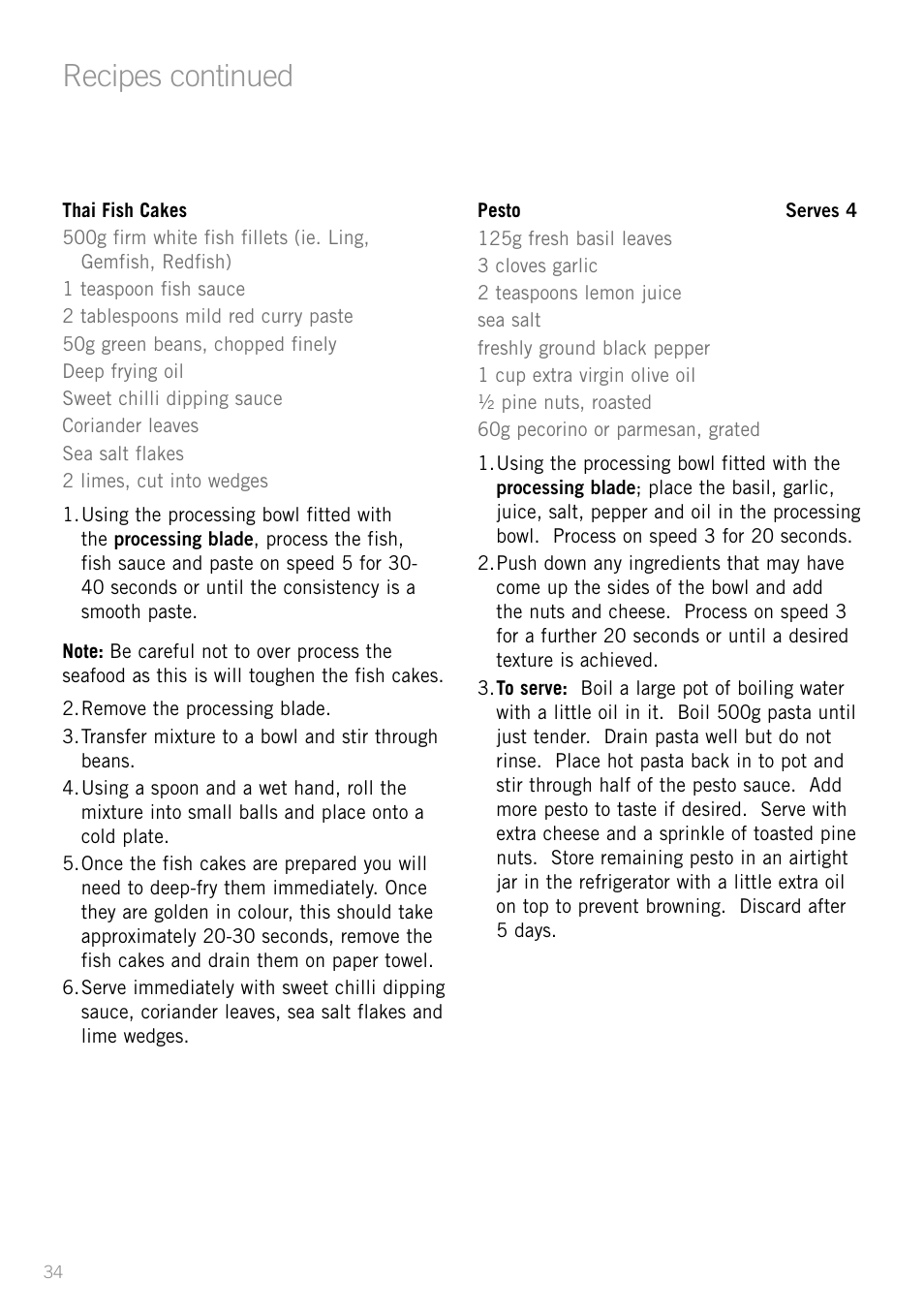 Recipes continued | Sunbeam LC6200 User Manual | Page 36 / 44
