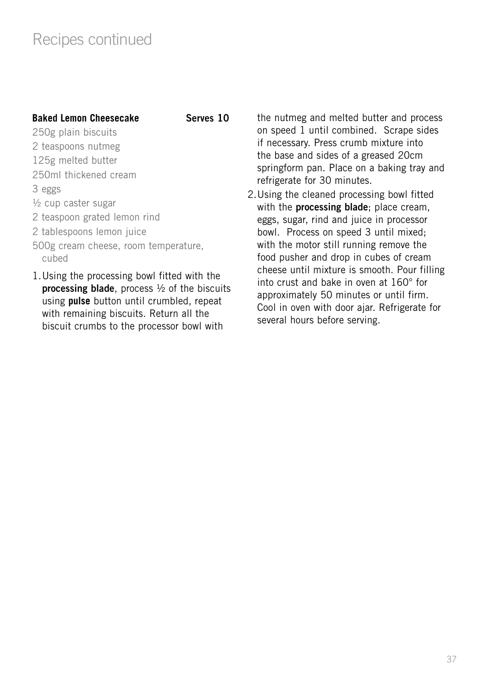 Recipes continued | Sunbeam LC6200 User Manual | Page 39 / 44