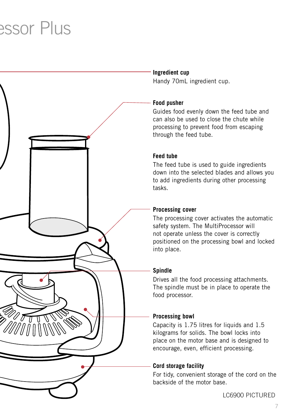 Features of your sunbeam multiprocessor plus | Sunbeam LC6200 User Manual | Page 9 / 44
