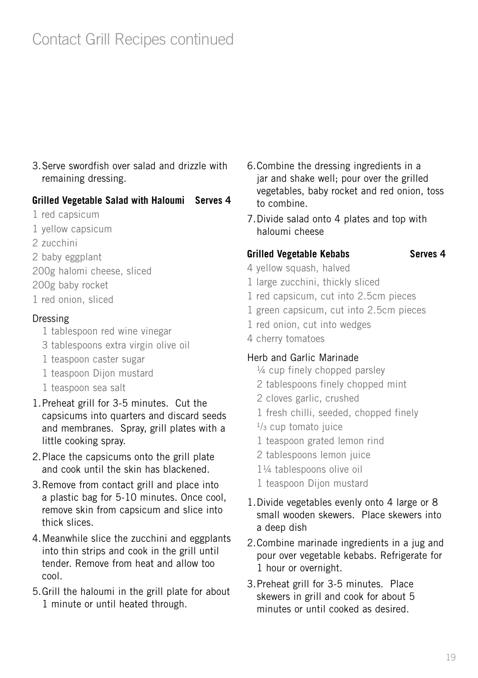 Contact grill recipes continued | Sunbeam GC4610 User Manual | Page 21 / 24