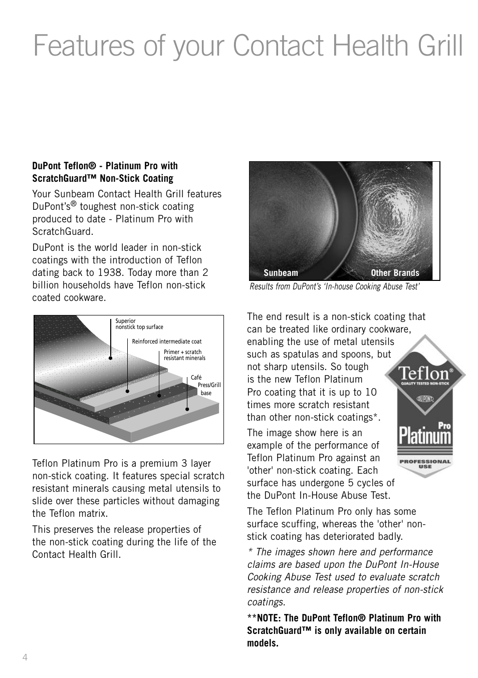 Features of your contact health grill | Sunbeam GC4610 User Manual | Page 6 / 24