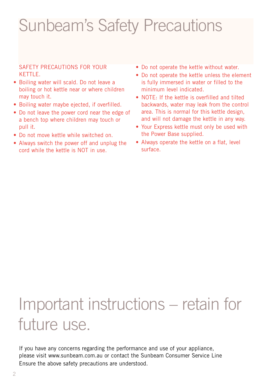 Sunbeam KE2100 User Manual | Page 3 / 12