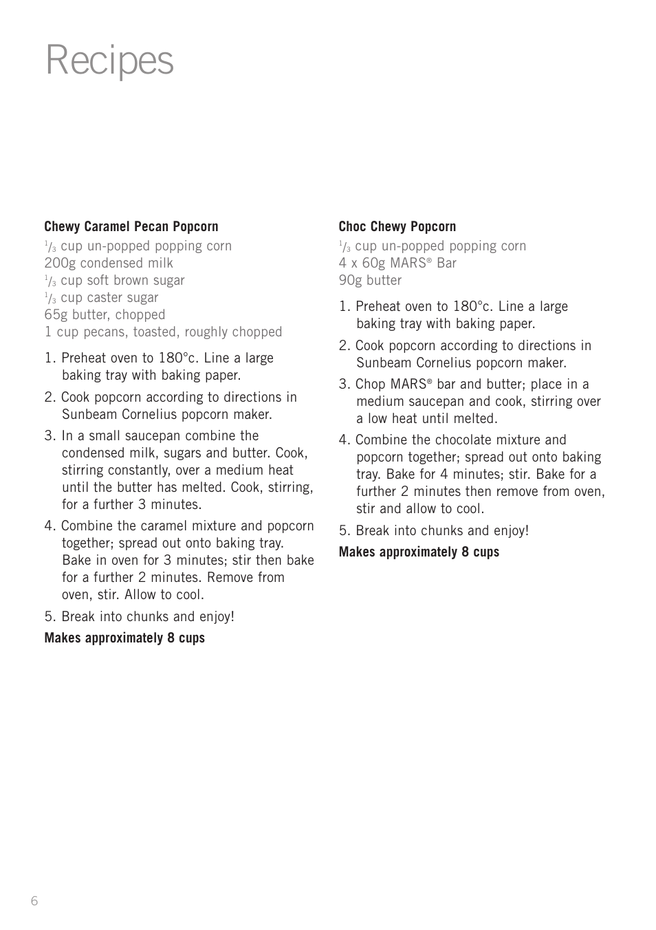 Recipes | Sunbeam CP4500 User Manual | Page 8 / 12