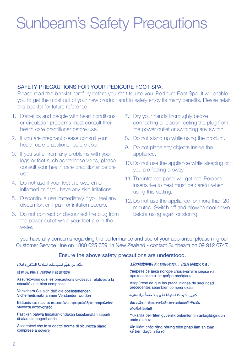 Sunbeam’s safety precautions | Sunbeam FB6500 User Manual | Page 3 / 10