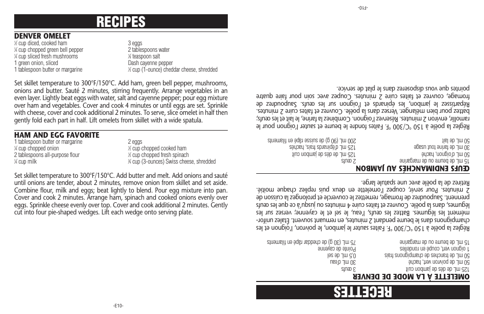 Recettes, Recipes | Sunbeam CKSBSK160-033 User Manual | Page 10 / 16