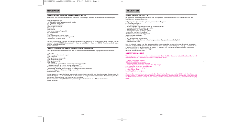 Recepten | Sunbeam SCRI500-I User Manual | Page 21 / 42