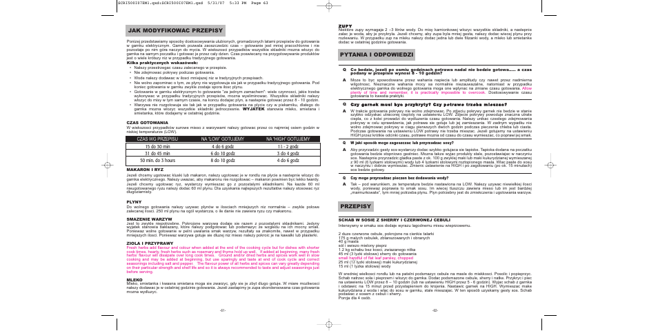 Pytania i odpowiedzi, Przepisy, Jak modyfikowac przepisy | Sunbeam SCRI500-I User Manual | Page 32 / 42