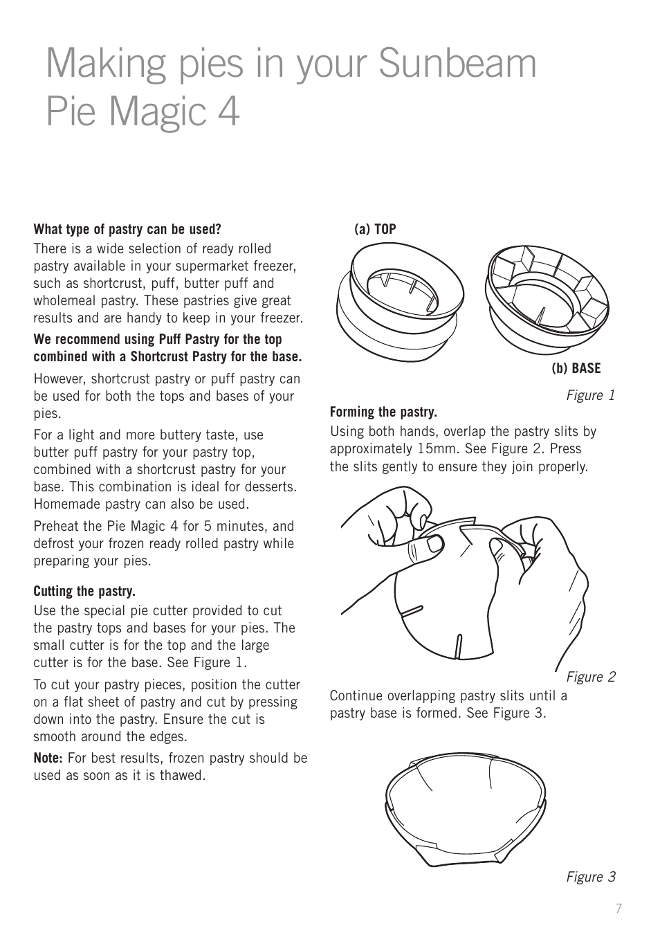 Heading making pies in your sunbeam pie magic 4 | Sunbeam Pie Magic 4 User Manual | Page 7 / 12