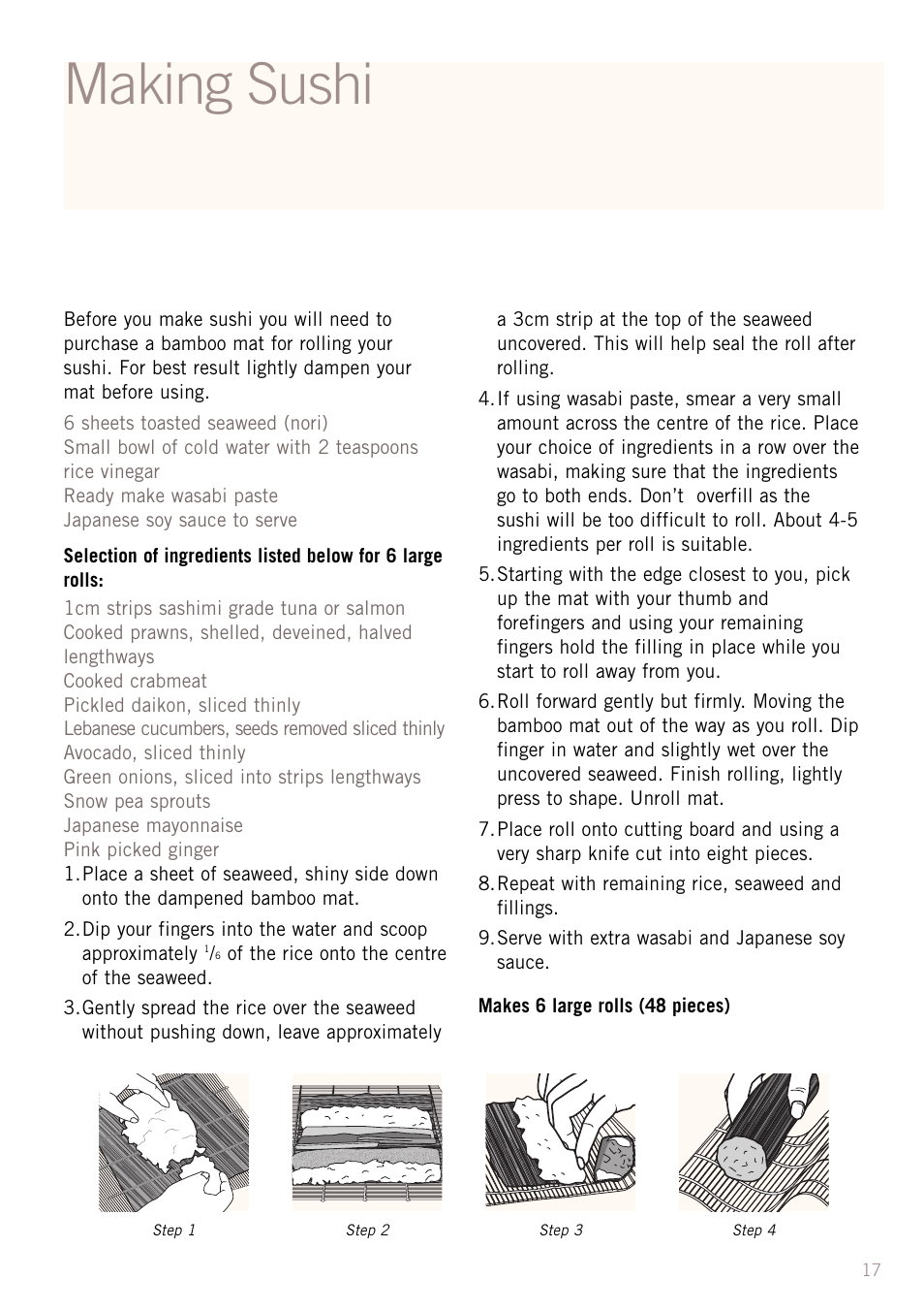 Making sushi | Sunbeam RC2610 User Manual | Page 19 / 24