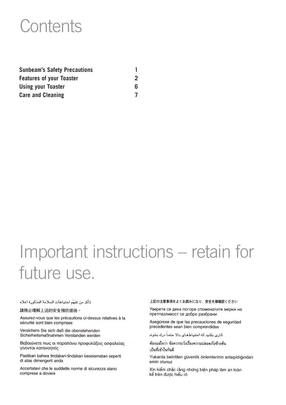 Sunbeam TA2210 User Manual | Page 2 / 11