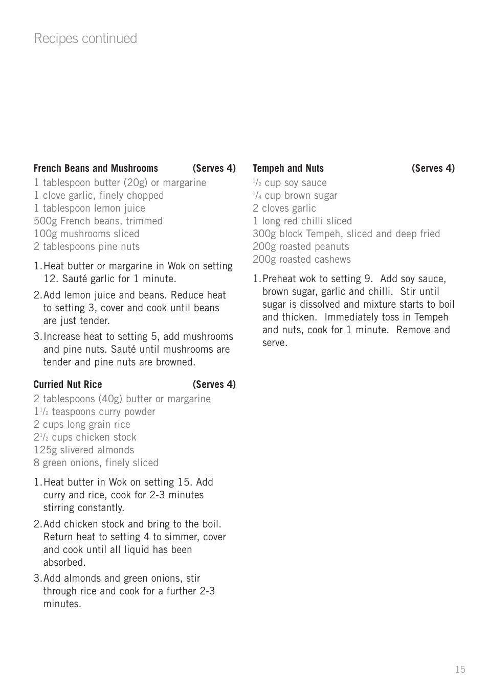 Recipes continued | Sunbeam WW8900 User Manual | Page 17 / 28