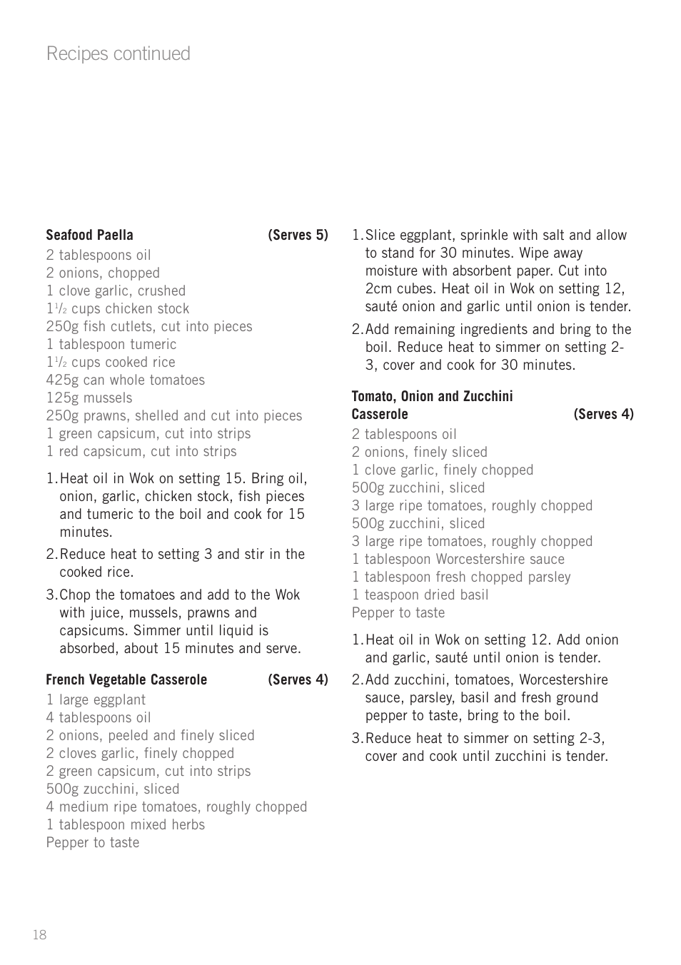 Recipes continued | Sunbeam WW8900 User Manual | Page 20 / 28