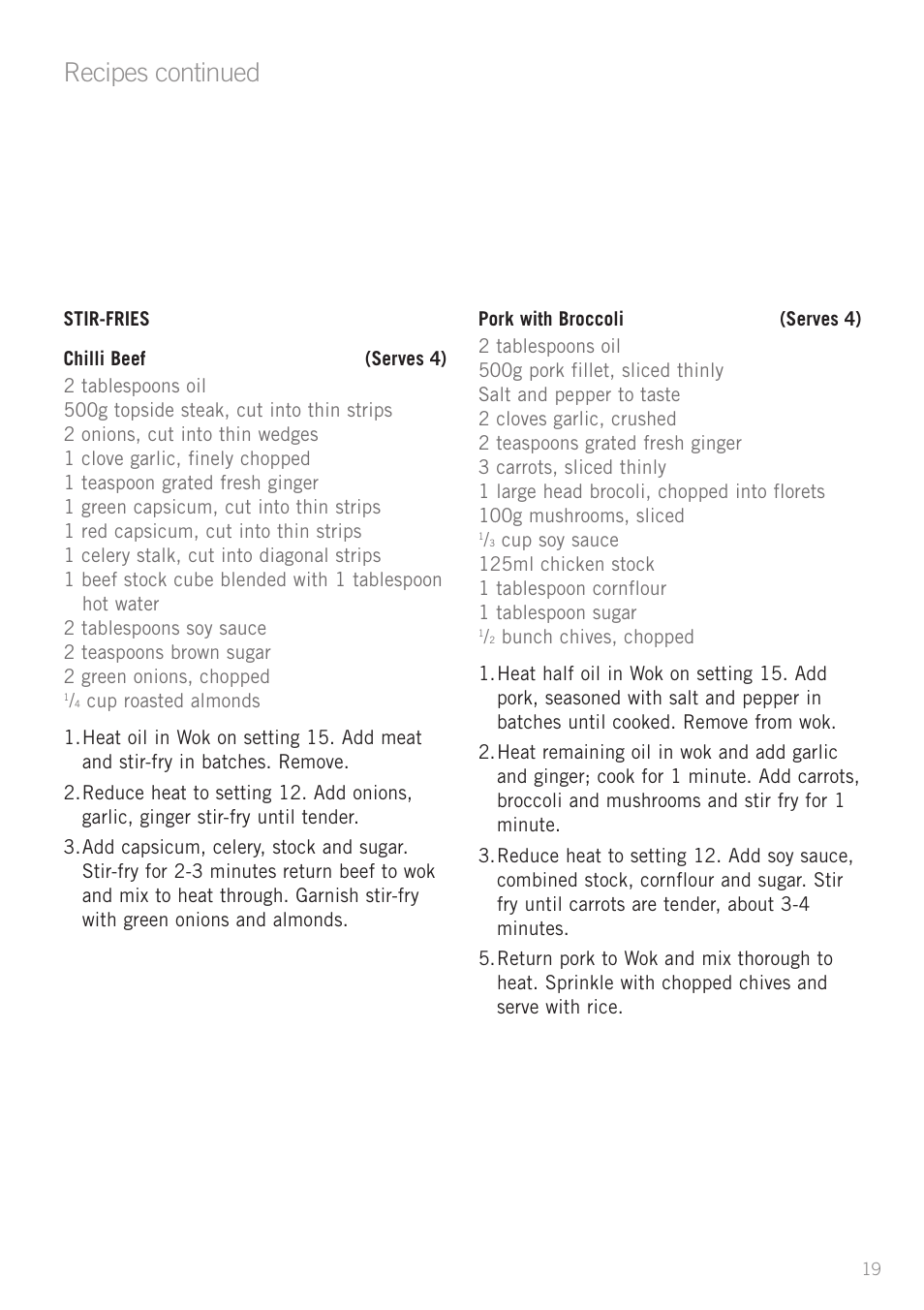Recipes continued | Sunbeam WW8900 User Manual | Page 21 / 28