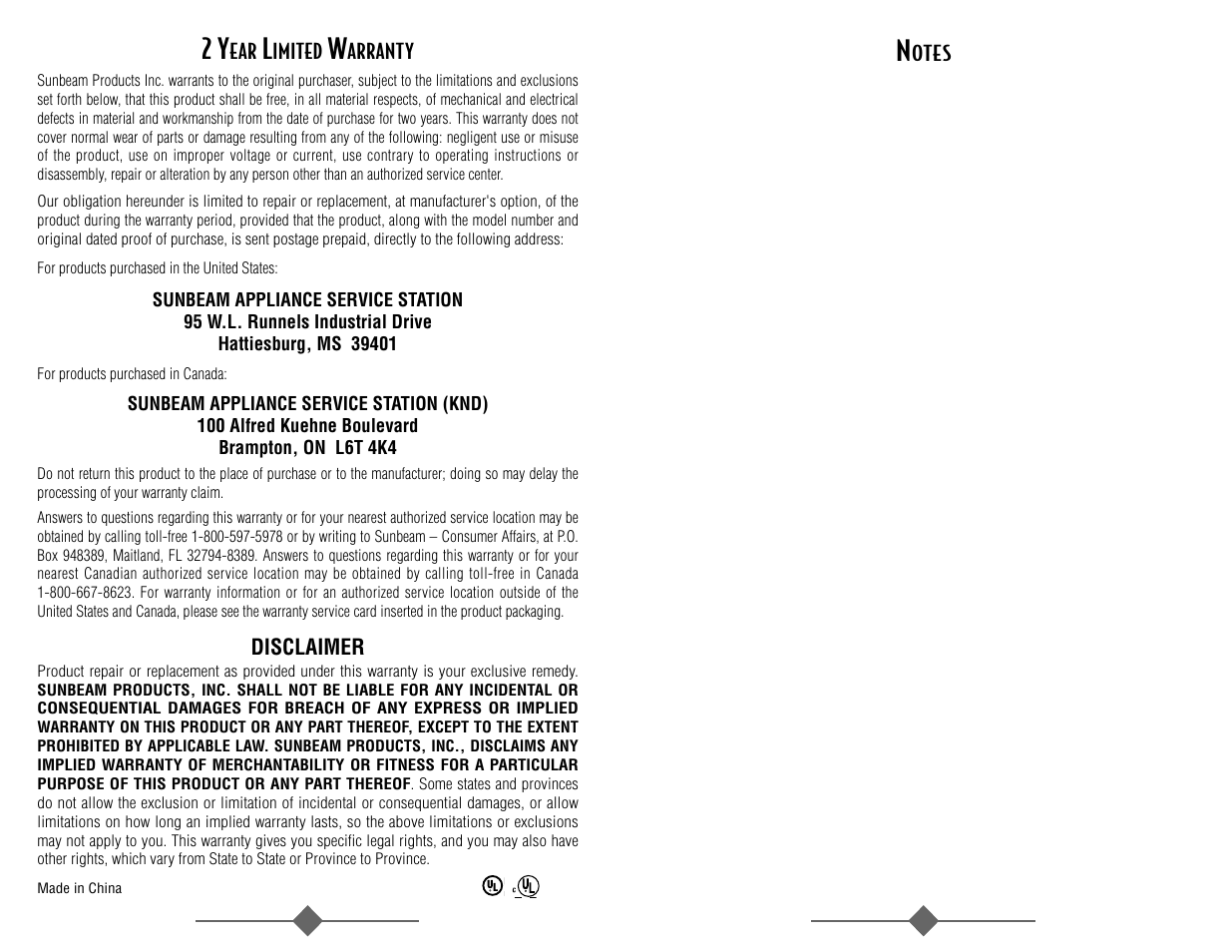Sunbeam 1626 User Manual | Page 5 / 18
