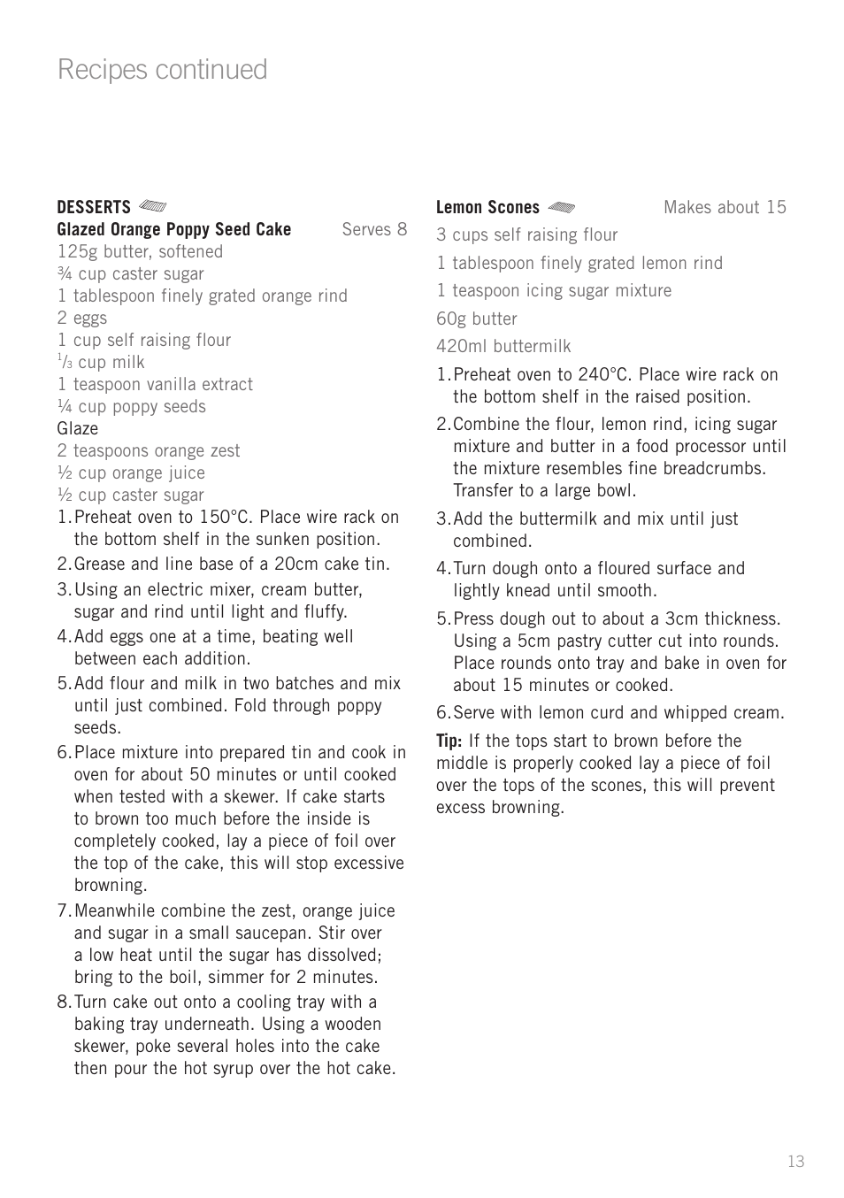 Recipes continued | Sunbeam BT2600 User Manual | Page 15 / 20