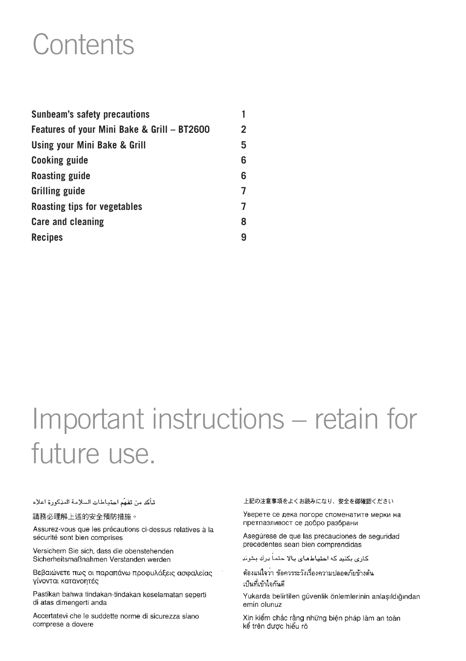 Sunbeam BT2600 User Manual | Page 2 / 20