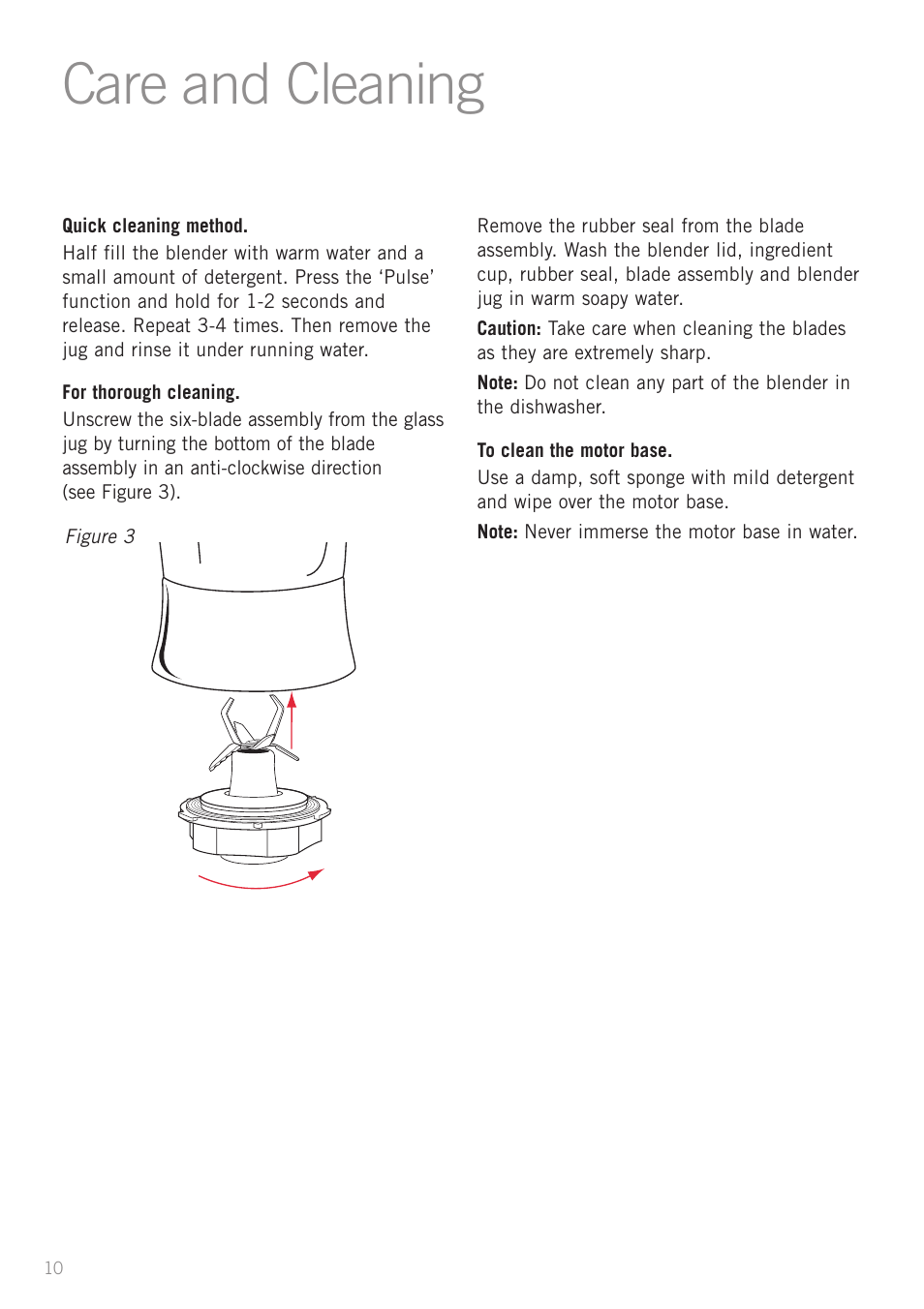 Care and cleaning | Sunbeam PB7610 User Manual | Page 12 / 27