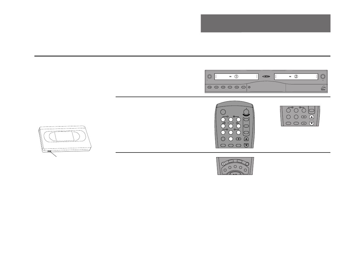 7 - recording features basic recording, Insert tape, Select a channel to record | Start recording, Insert a blank tape into either deck | Sensory Science DDV9150 User Manual | Page 57 / 106