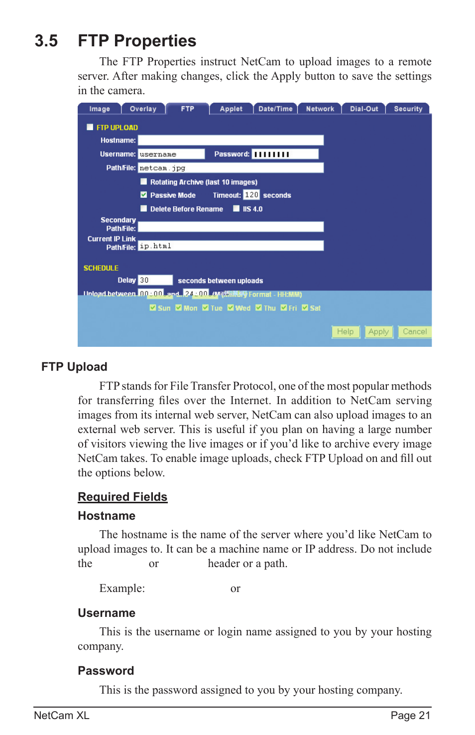 5 ftp properties | StarDot Technologies netcam XL User Manual | Page 21 / 46