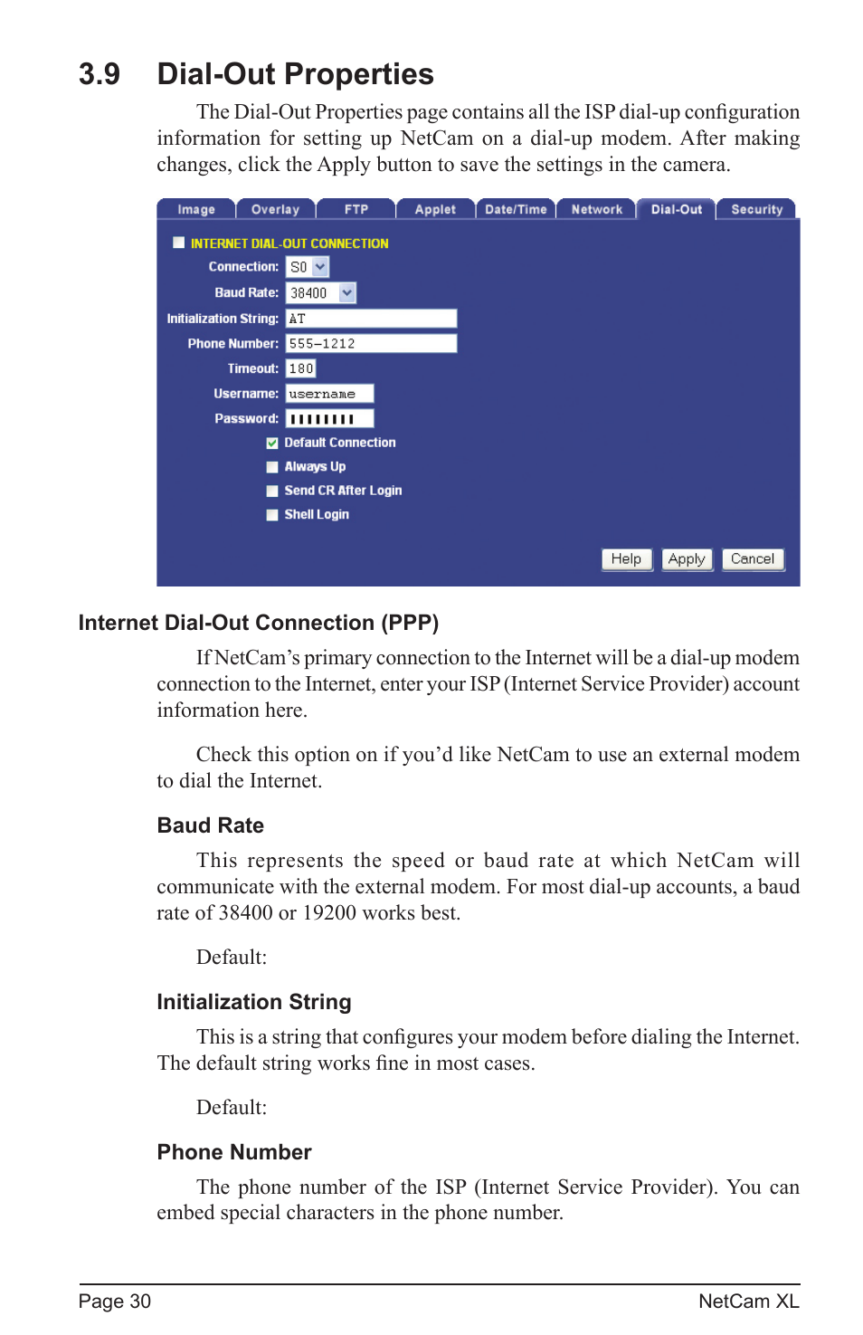 9 dial-out properties | StarDot Technologies netcam XL User Manual | Page 30 / 46