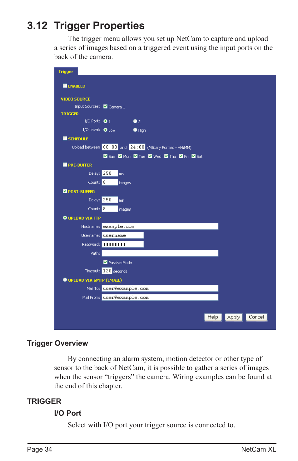 12 trigger properties | StarDot Technologies netcam XL User Manual | Page 34 / 46