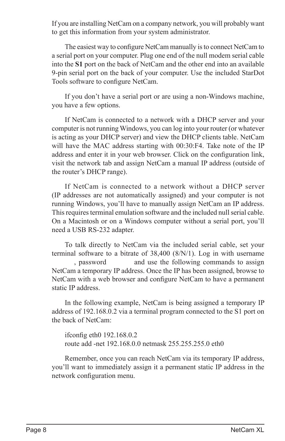 StarDot Technologies netcam XL User Manual | Page 8 / 46