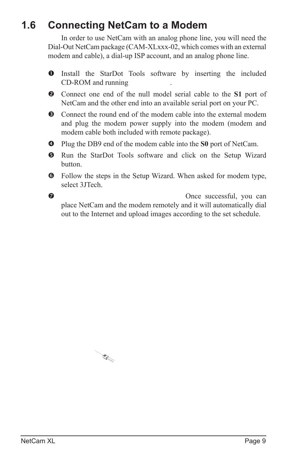 6 connecting netcam to a modem | StarDot Technologies netcam XL User Manual | Page 9 / 46