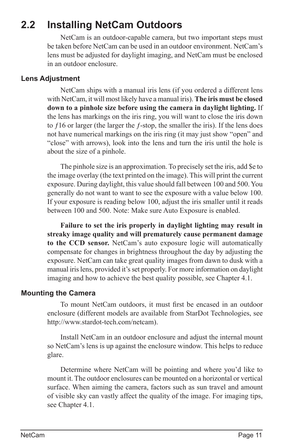 2 installing netcam outdoors | StarDot Technologies net camera User Manual | Page 11 / 42