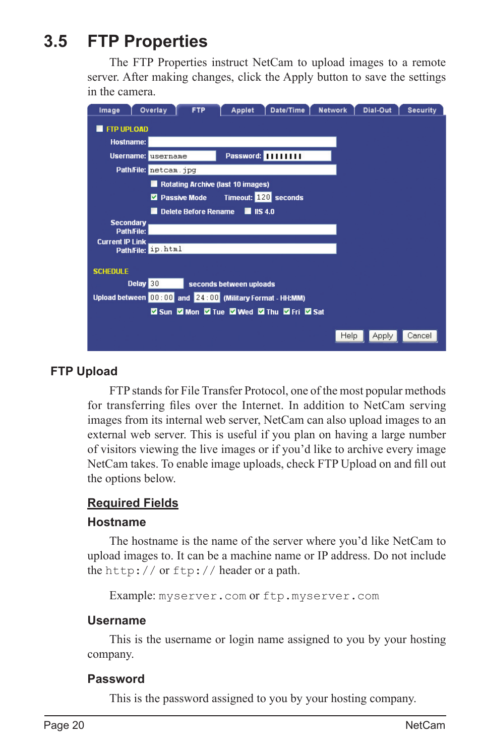 5 ftp properties | StarDot Technologies net camera User Manual | Page 20 / 42