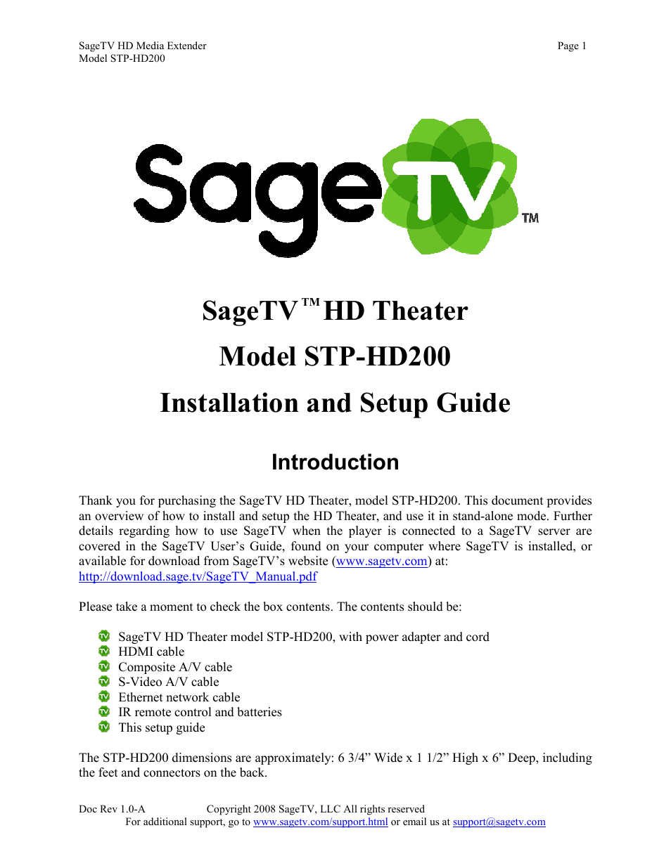Sager Electronics STP-HD200 User Manual | 12 pages