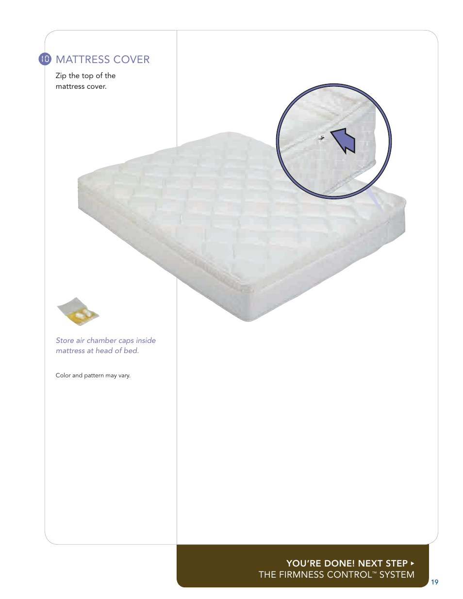 Mattress cover | Select Comfort U 3000 User Manual | Page 21 / 42