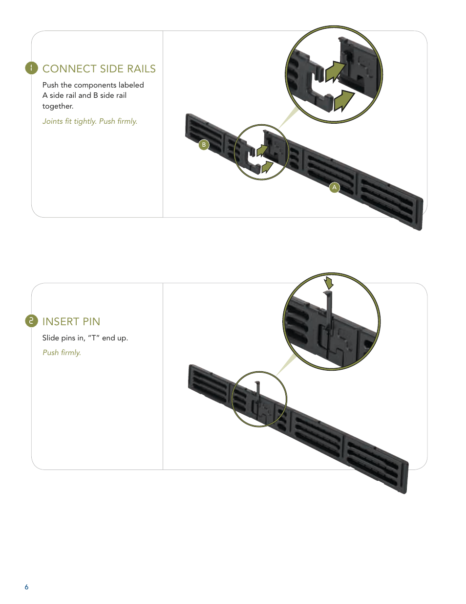 Connect side rails, Insert pin | Select Comfort U 3000 User Manual | Page 8 / 42