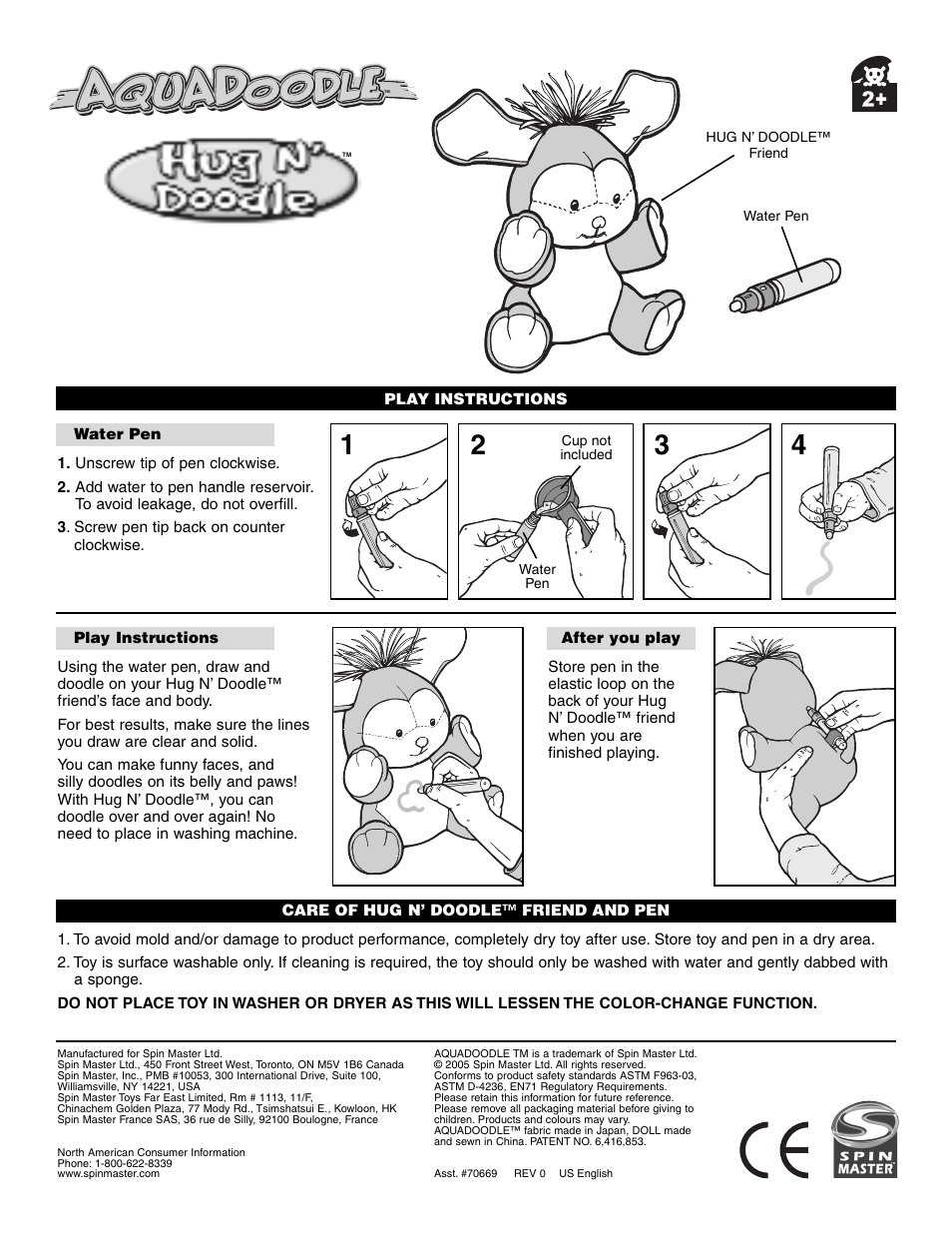 Spin Master AQUADOODLE Hug n' Doodle User Manual | 1 page