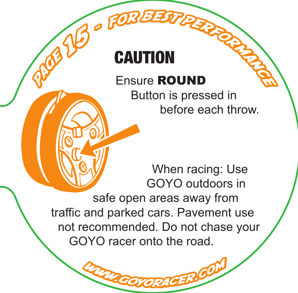 Caution | Spin Master Goyo Racer User Manual | Page 15 / 20