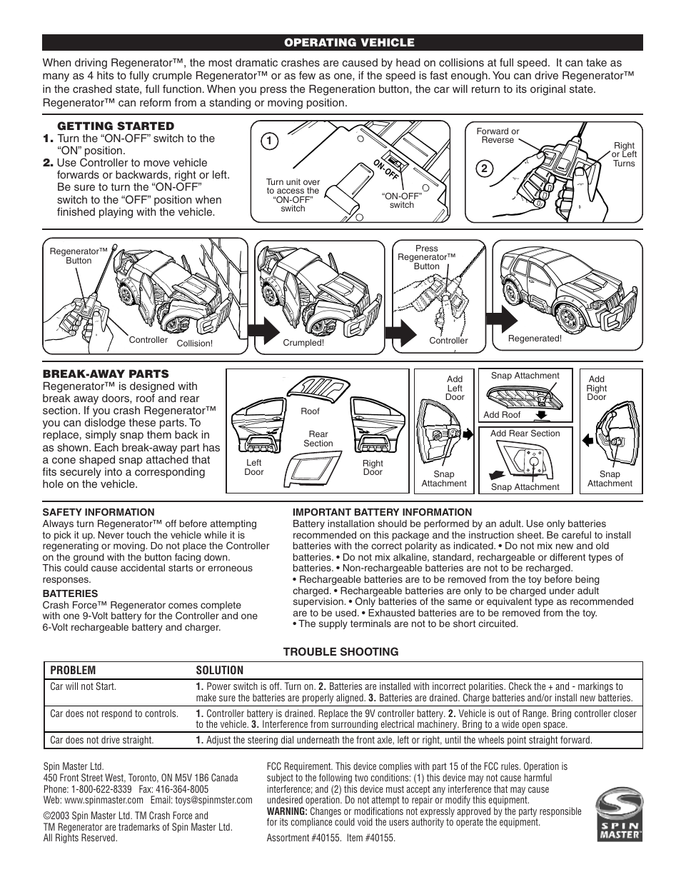 Spin Master Crash Force Regenerator User Manual | Page 2 / 2