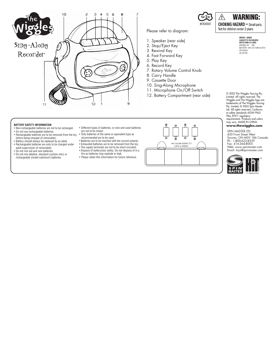 Spin Master The Wiggles 09002 User Manual | 1 page