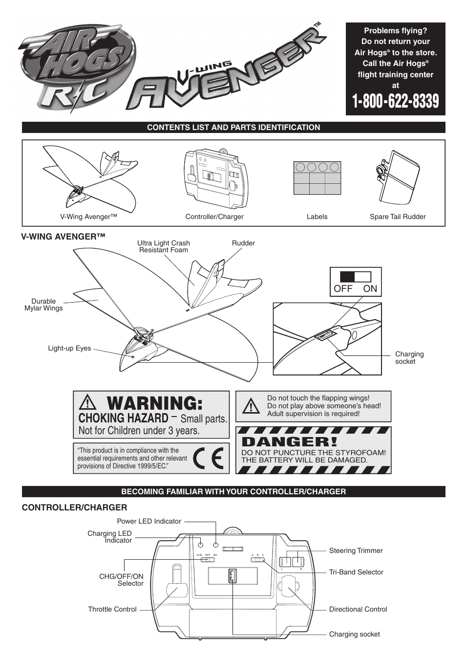 Spin Master Air Hogs RC V-Wing Avenger User Manual | 4 pages