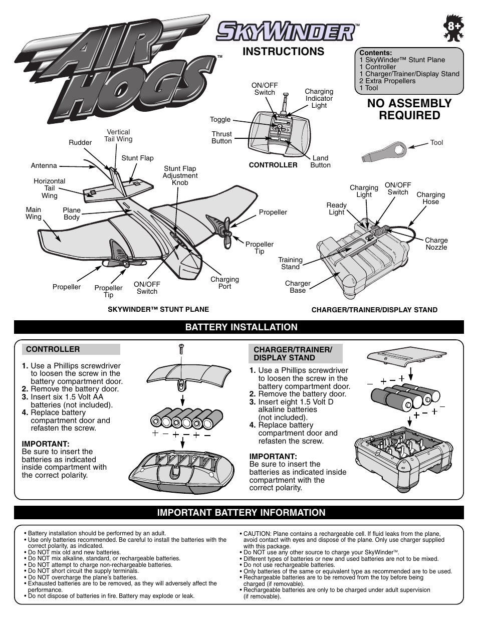 Spin Master Air Hogs Skywinder User Manual | 8 pages