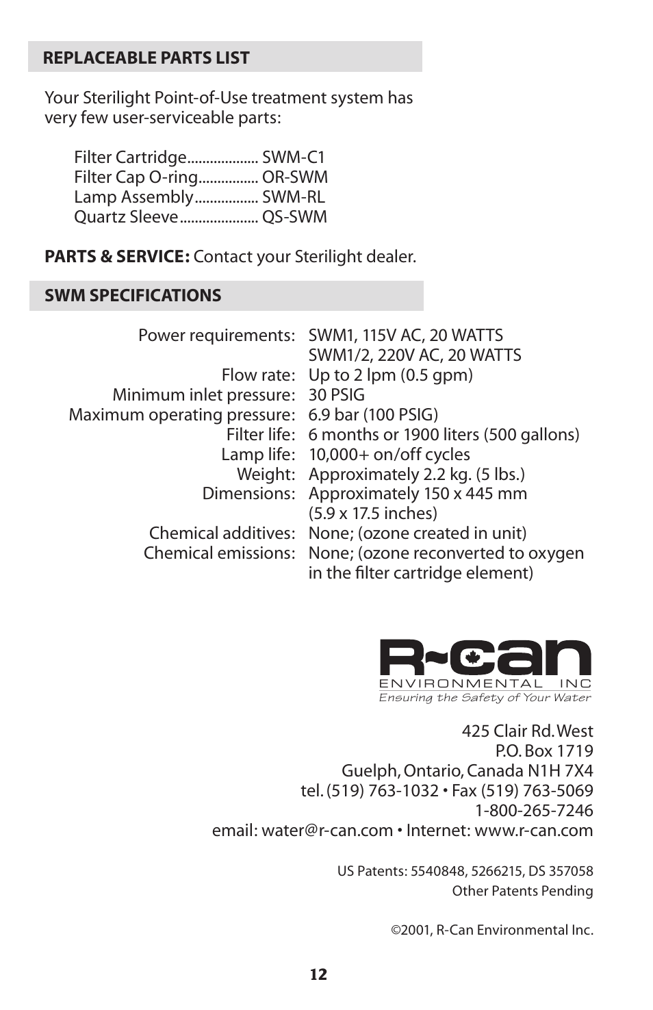 Sterilite Point-of-Use Drinking Water System User Manual | Page 12 / 12