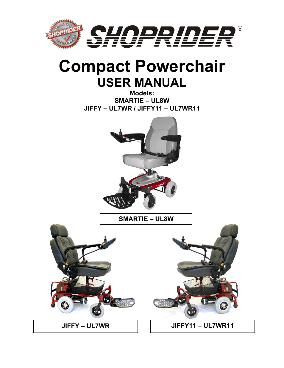 Shoprider JIFFY UL7WR User Manual | 28 pages