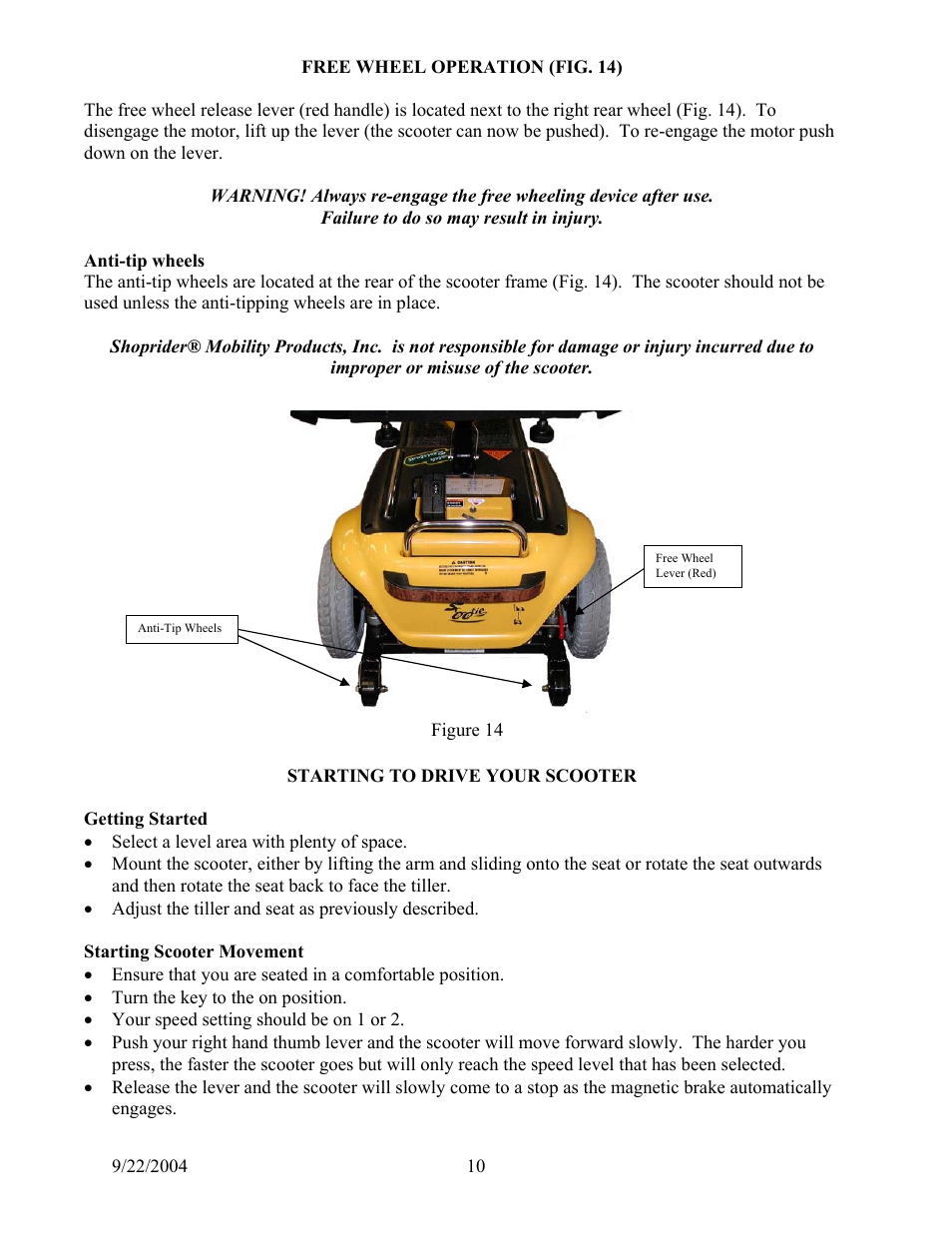 Shoprider XtraLite 4 User Manual | Page 10 / 18