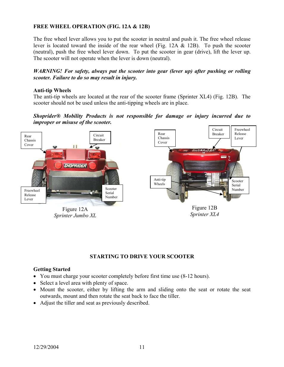 Shoprider 889-4XLS User Manual | Page 11 / 20