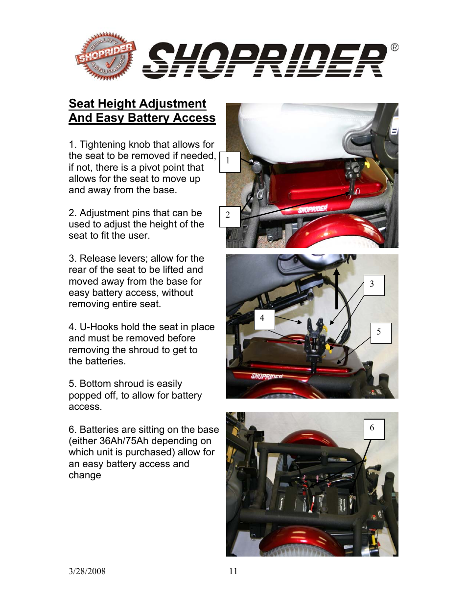 Shoprider 858WM User Manual | Page 11 / 24