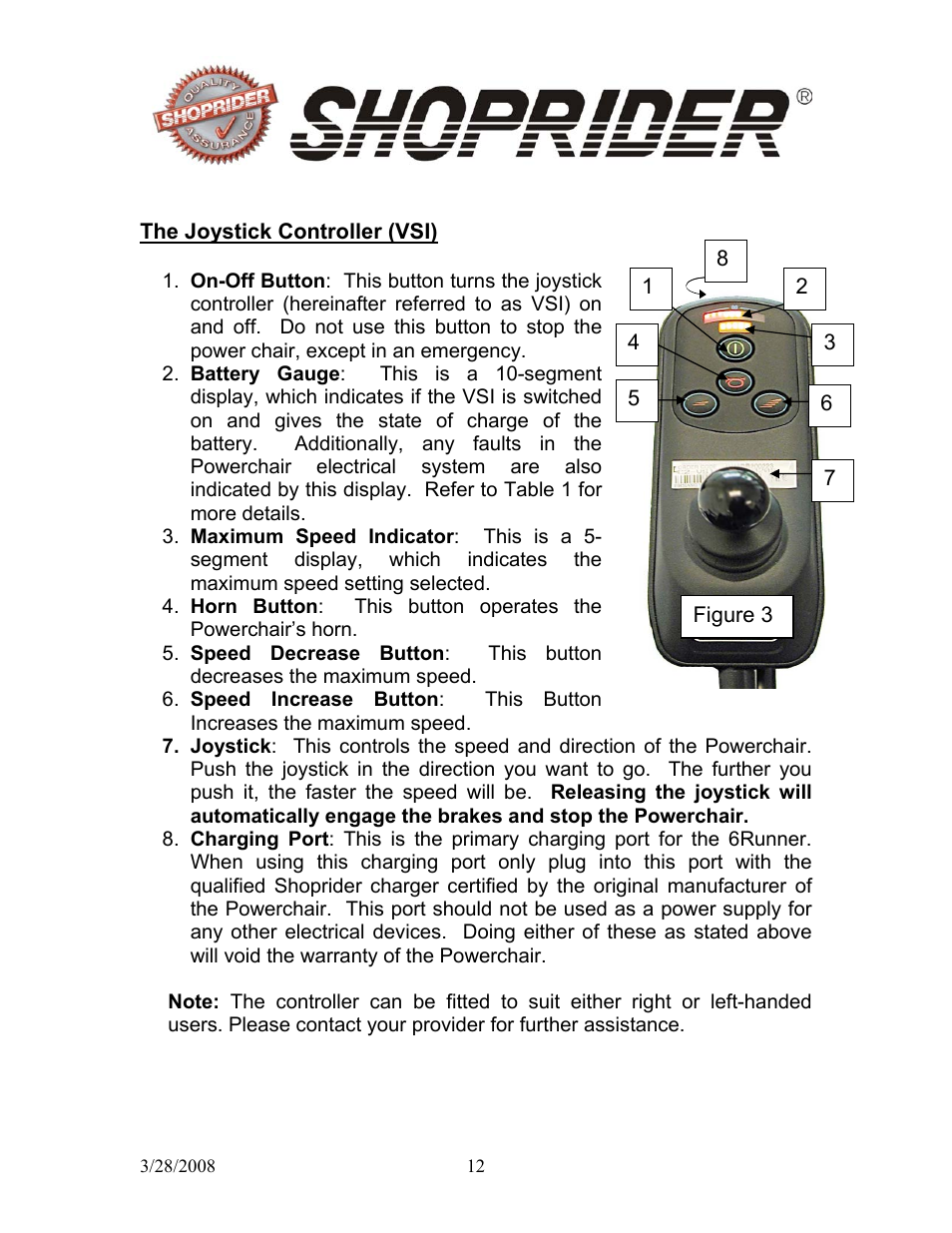 Shoprider 858WM User Manual | Page 12 / 24