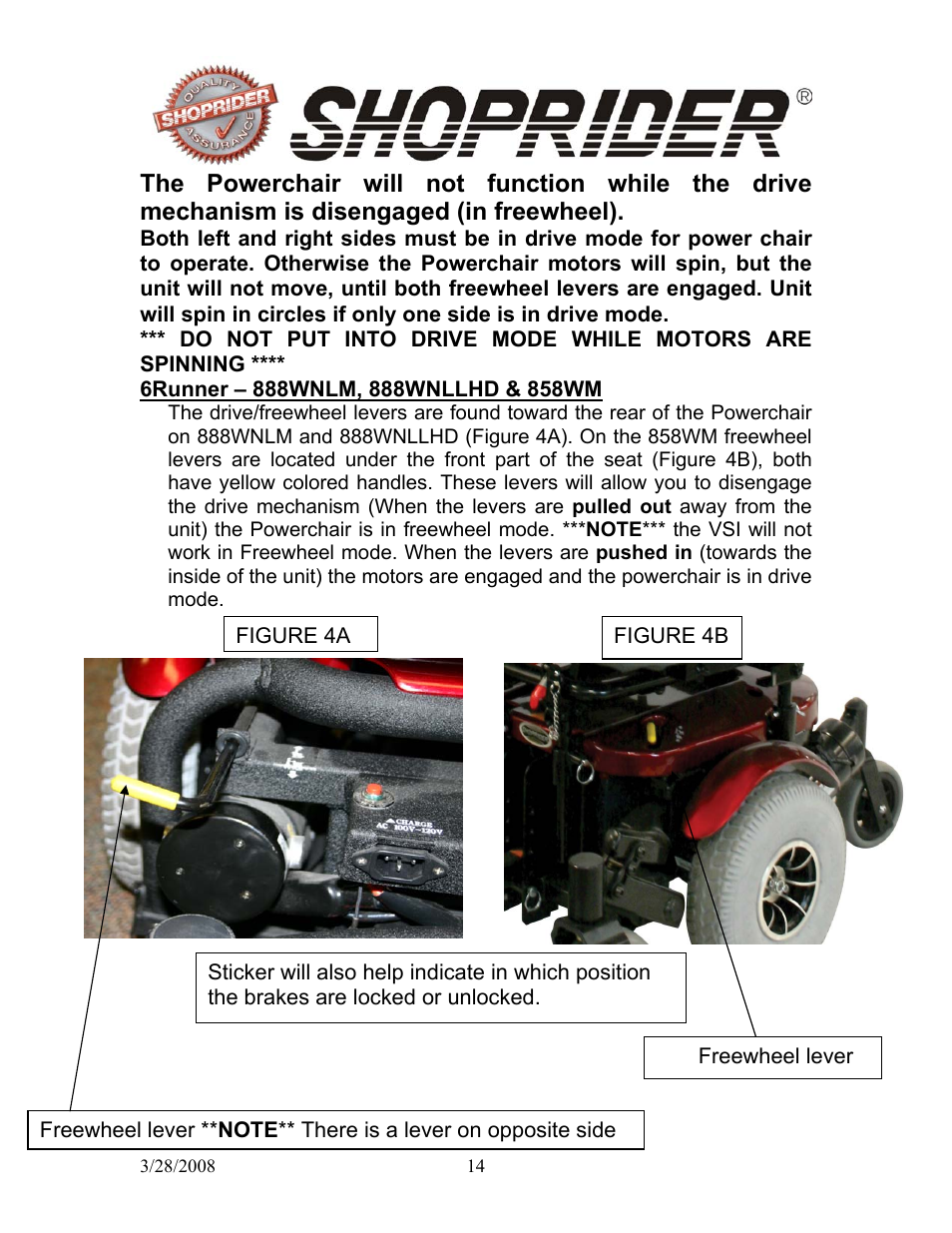 Shoprider 858WM User Manual | Page 14 / 24