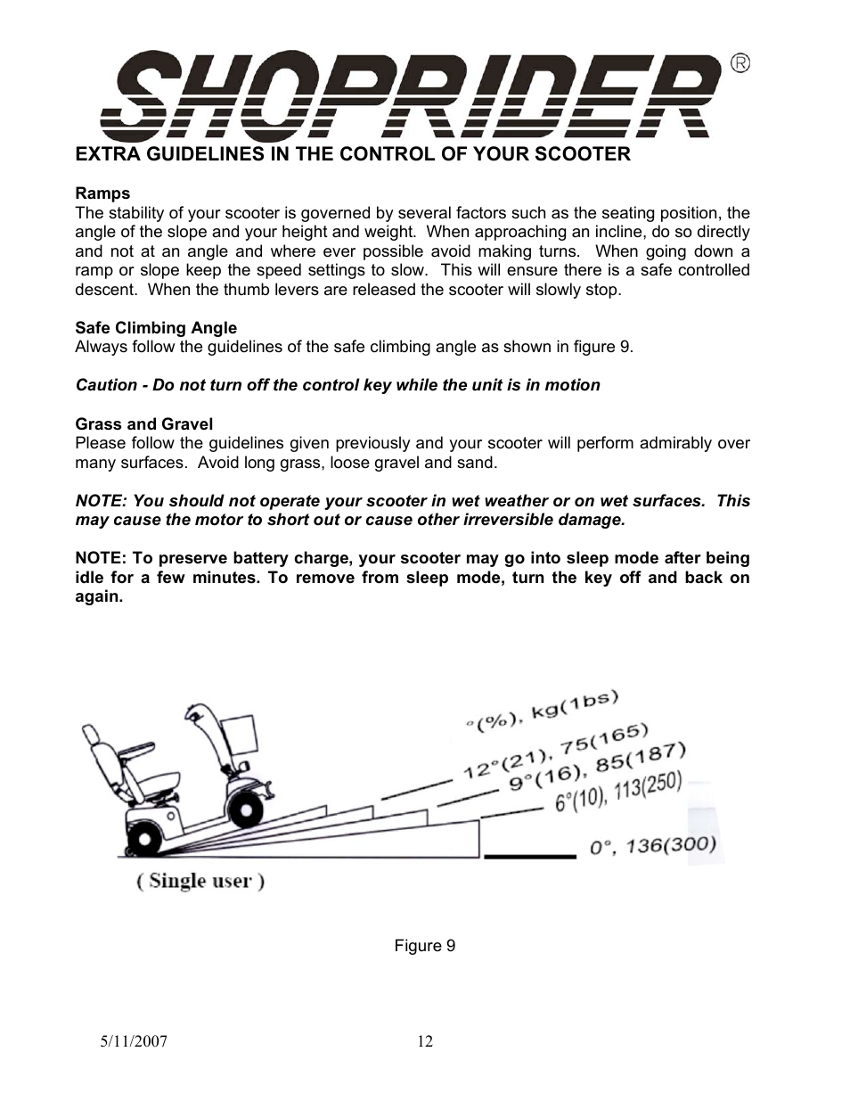 Shoprider Dasher 9 User Manual | Page 12 / 18