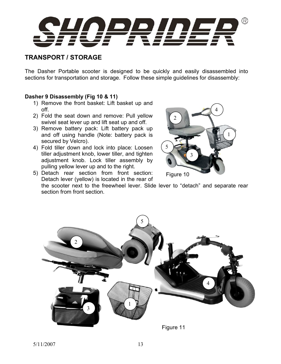 Shoprider Dasher 9 User Manual | Page 13 / 18