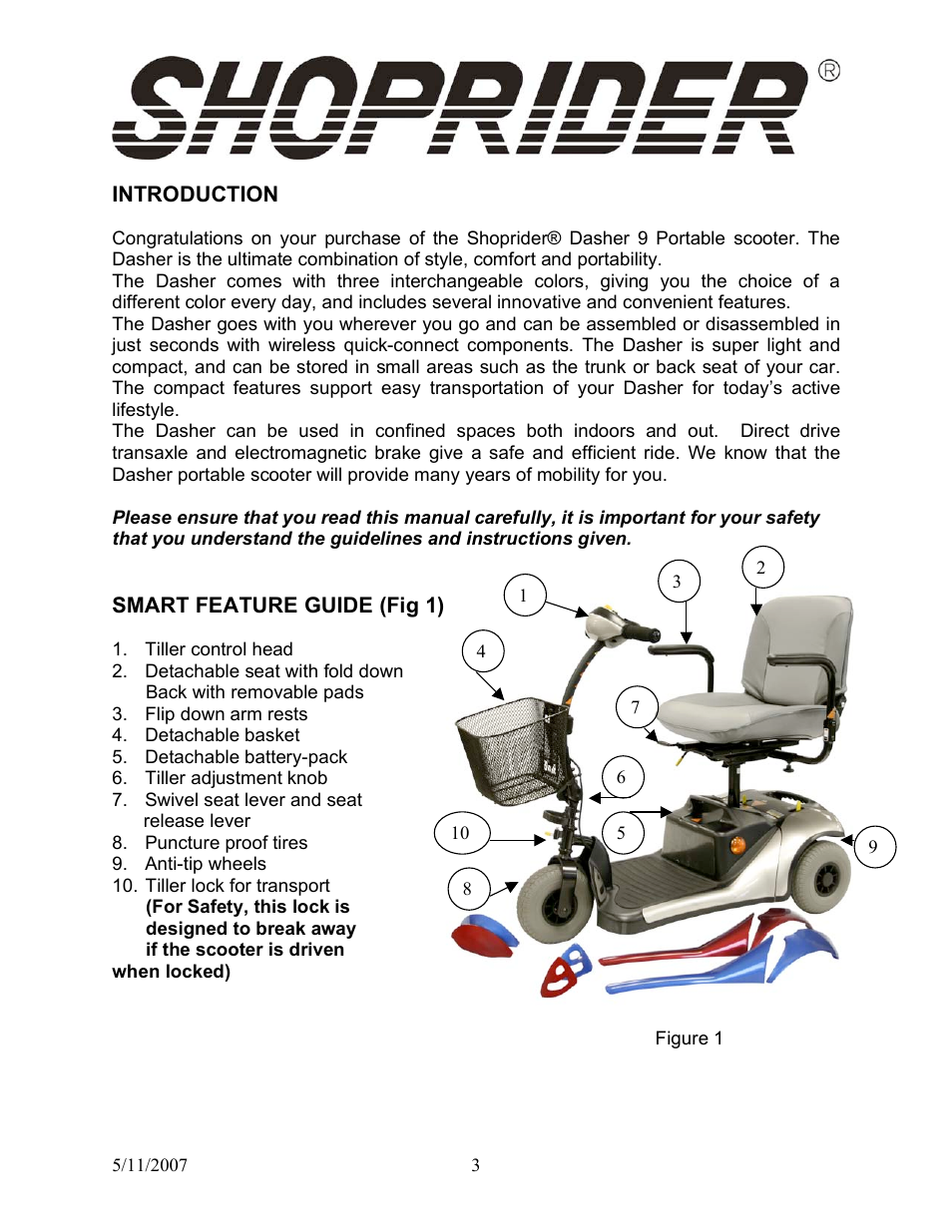 Shoprider Dasher 9 User Manual | Page 3 / 18