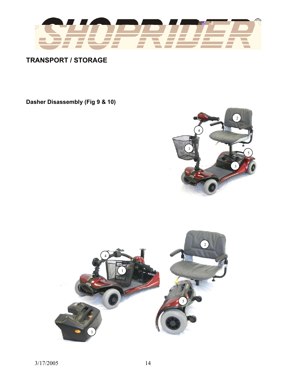 Transport / storage | Shoprider GK8 User Manual | Page 14 / 20