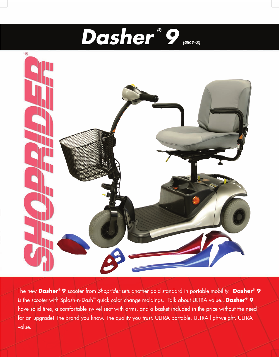 Shoprider Dasher 9 GK7-3 User Manual | 2 pages